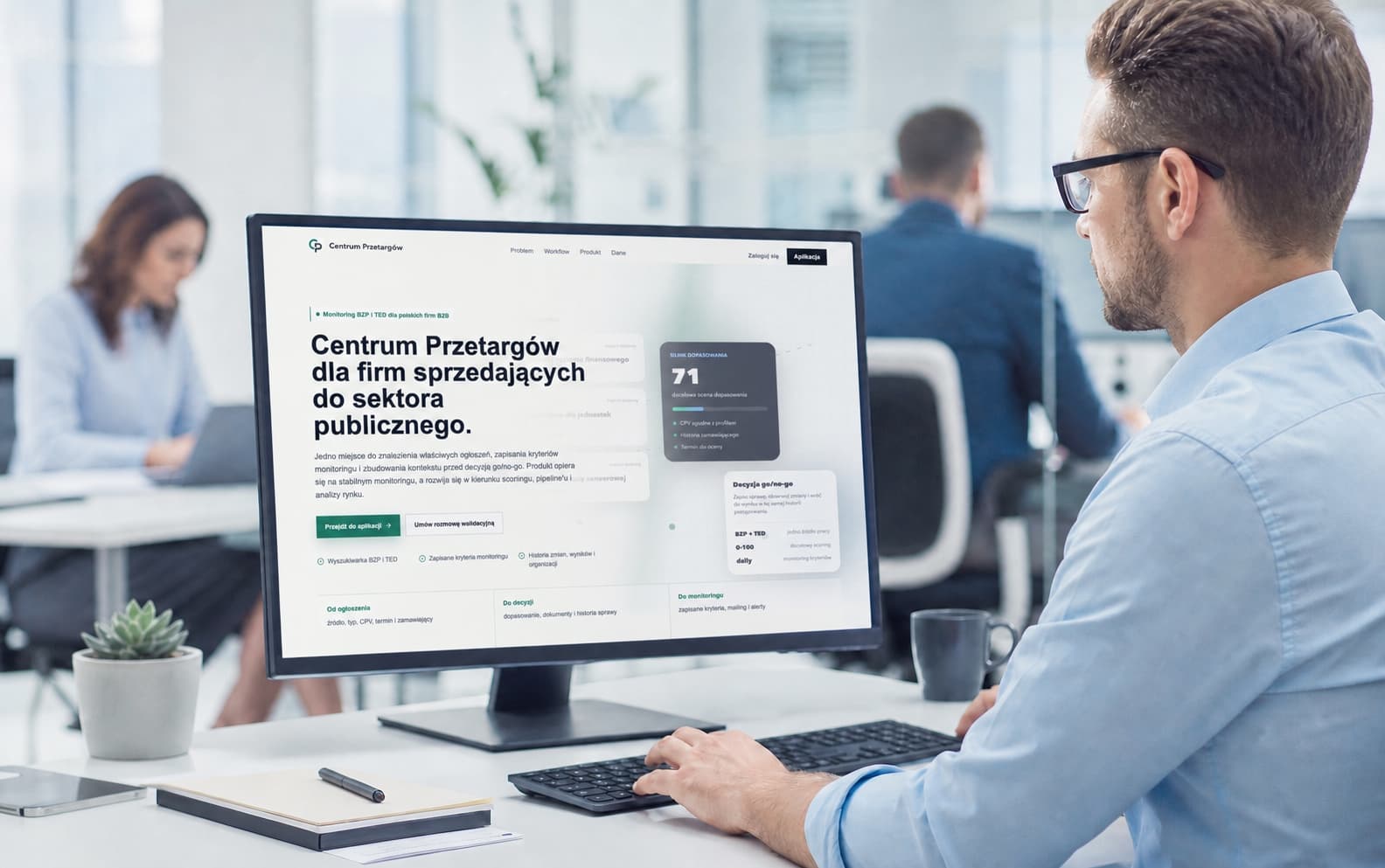 Strona Centrum Przetargów na ekranie monitora